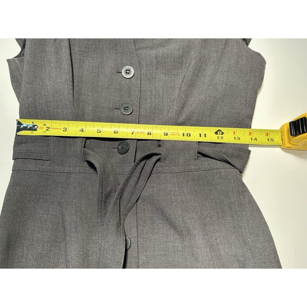 CALVIN KLIEN WOMEN’S SIZE 6 CAP SLEEVE BUTTON STRETCH BELTED GRAY CAREER DRESS - Picture 11 of 13